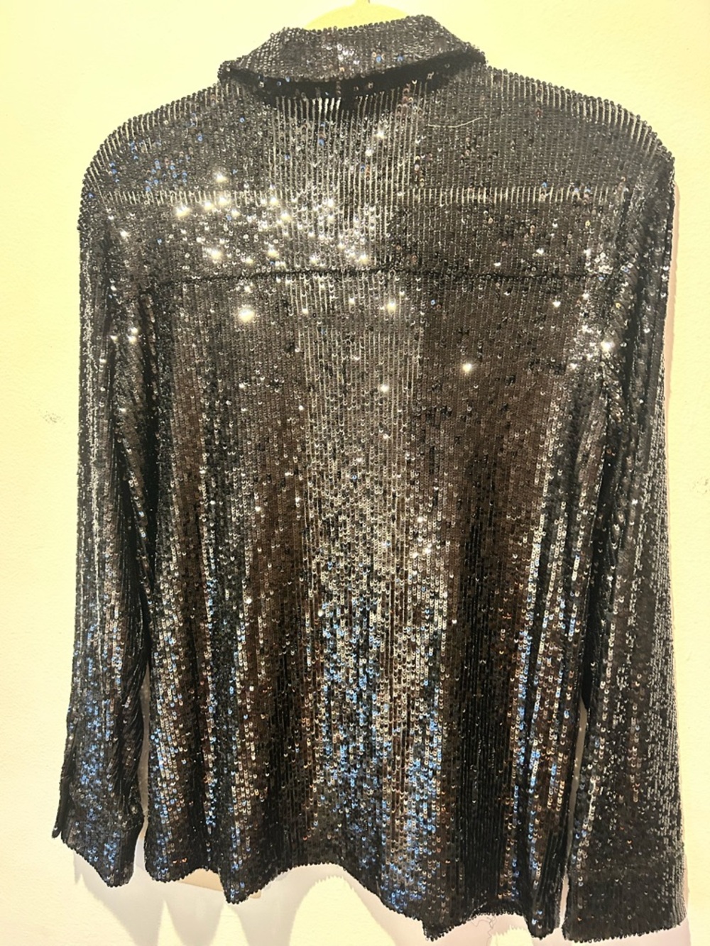 Express Black Sequined Ribbed button down shirt - Picture 6 of 8